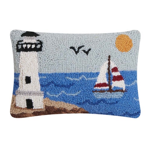 Seaside Lighthouse Hooked Pillow - OUT OF STOCK UNTIL 08/07/2025