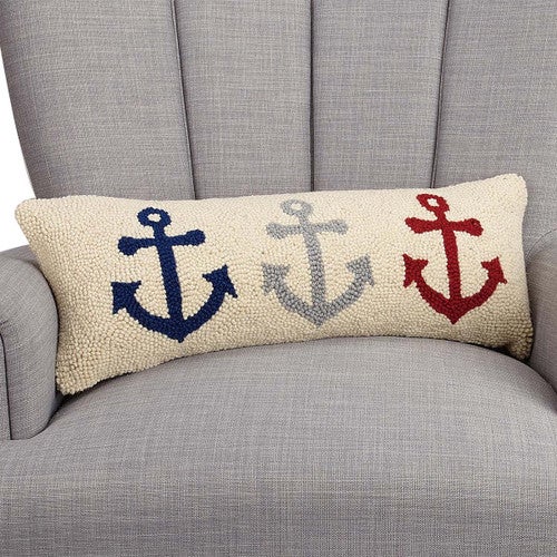 Seaside Anchor Hooked Pillow
