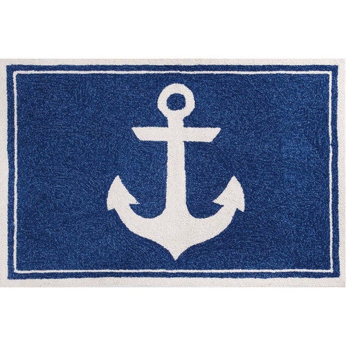 Poseidon Anchor Hooked Accent Rug