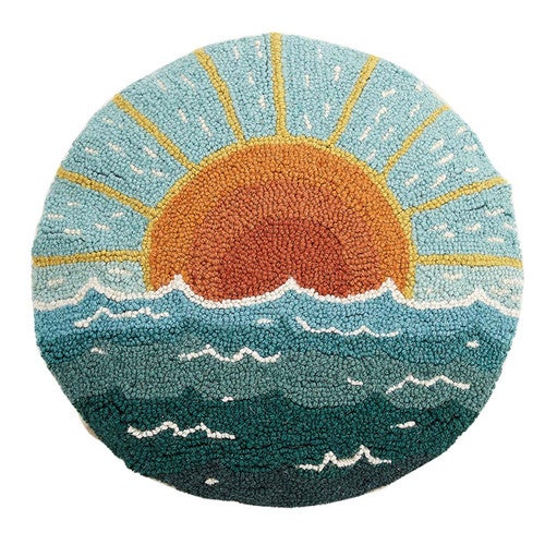 Sunrise Seascape Hooked Pillow