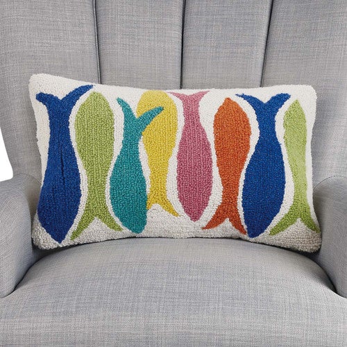 Fiesta Fish Hooked Pillow