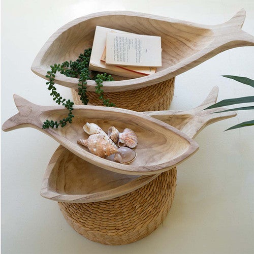 Marine Life Carved Platters - Set of 3