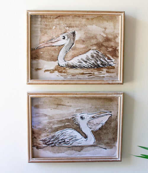 Pelican Pair Wall Art - Set of 2