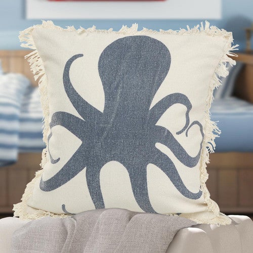 Indigo Octopus Pillow