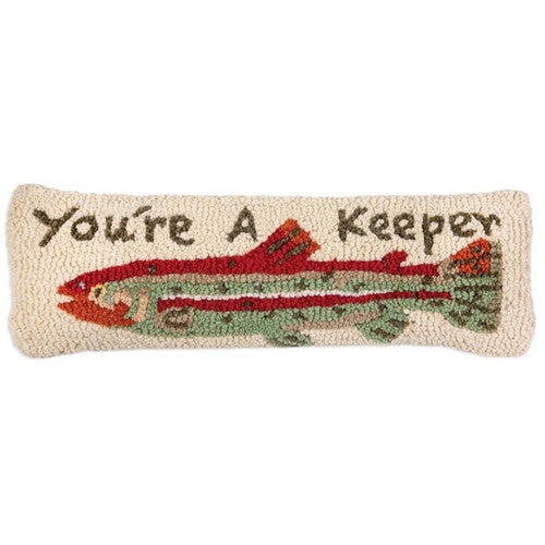 Trophy Fish Hooked Wool Pillow