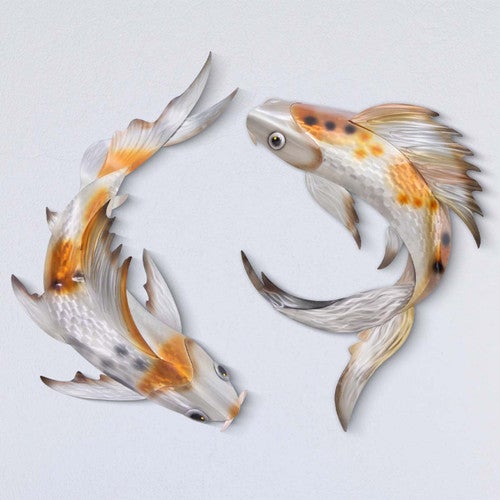 Swimming Koi Metal Wall Art - Set of 2
