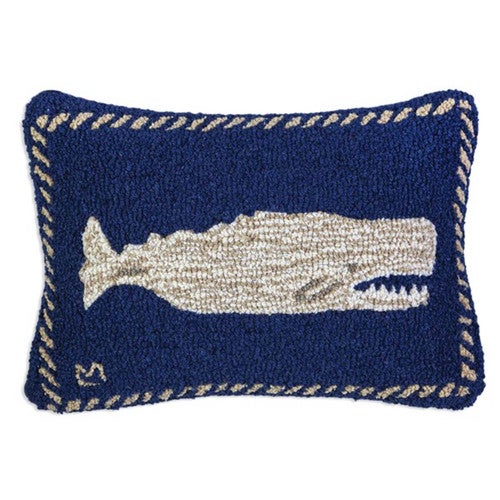 Great Whale Hooked Wool Pillow - 20 x 14