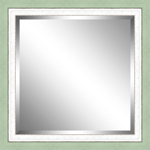 Beveled Green and White Framed Mirror