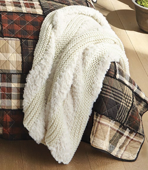 Warm Ivory Knit Throw