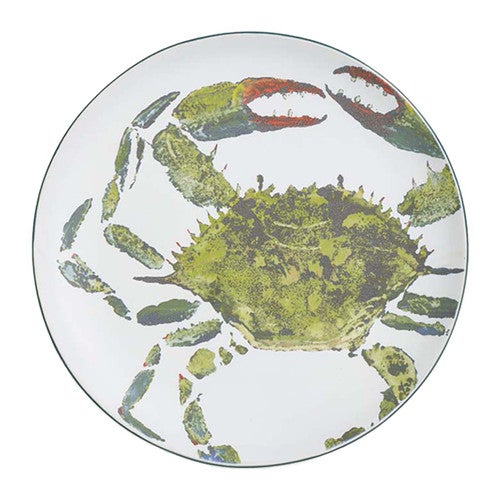 Green & White Crab Platter - Set of 2