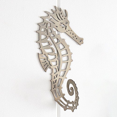 Silver Seahorse Double Towel Hook