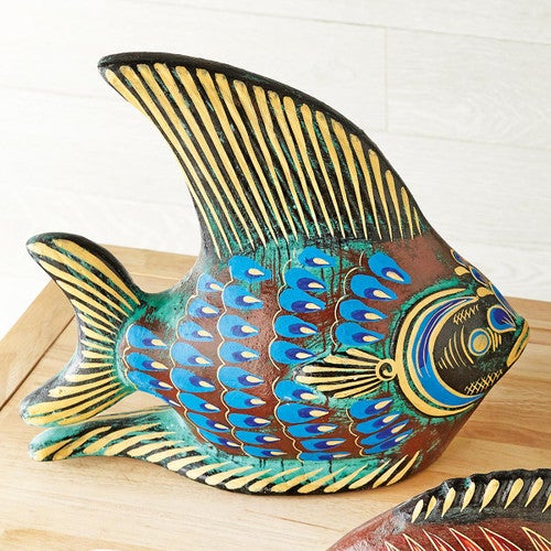 Blue Fish Clay Sculpture