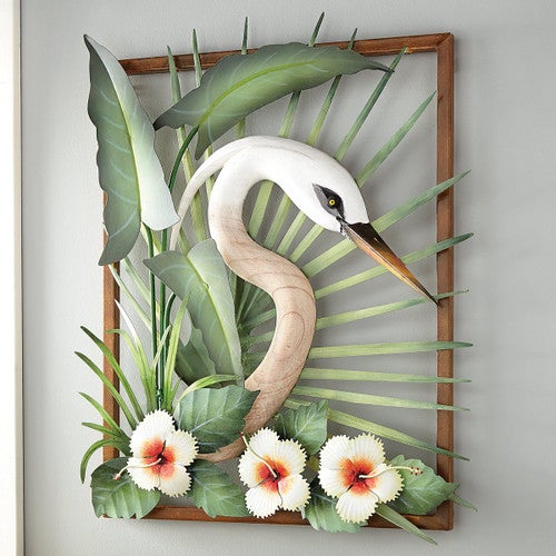 Tropical Heron Metal Wall Art