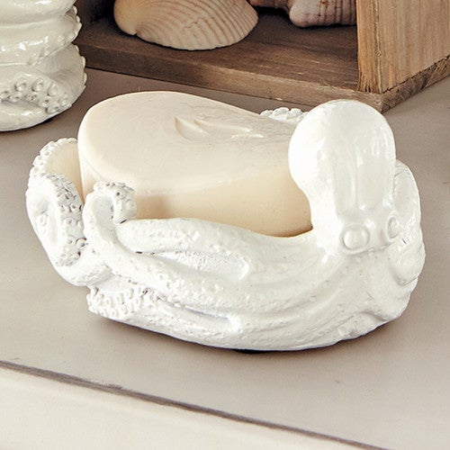White Octopus Ceramic Soap Dish