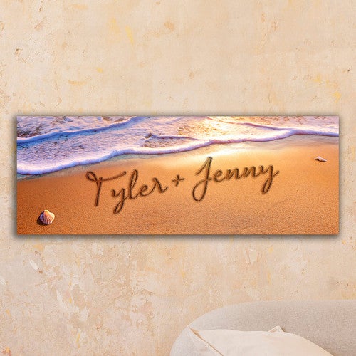 Seaside Romance Personalized Stretched Canvas Wall Art - Large