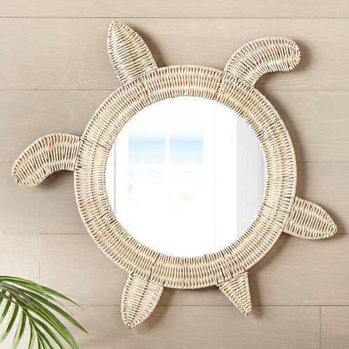 Wicker Sea Turtle Mirror