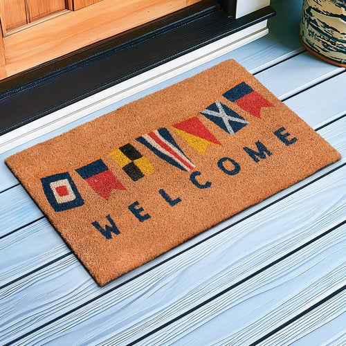 Nautical Flags Welcome Coir Doormat