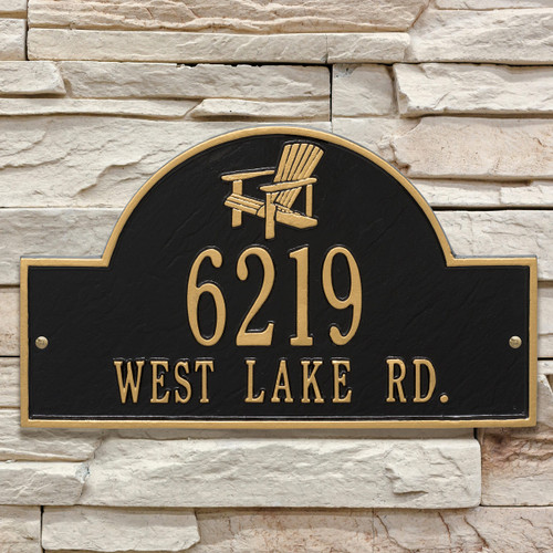 Black & Gold Personalized Adirondack Arch Plaque
