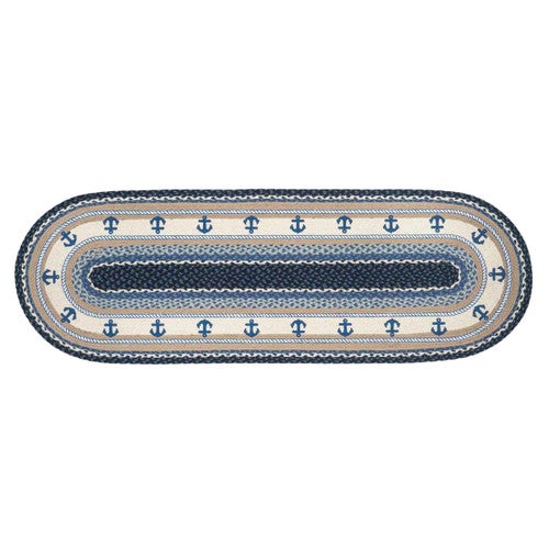 Blue Anchors Braided Rug - 2 x 6