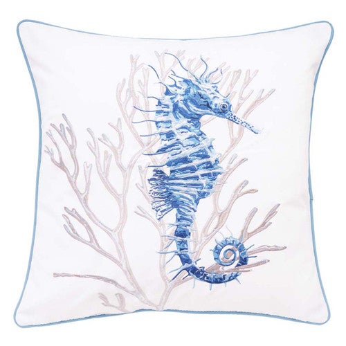 Blue Ocean Seahorse Indoor/Outdoor Pillow