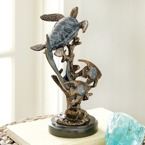 Ocean Wave Sea Turtle Sculpture