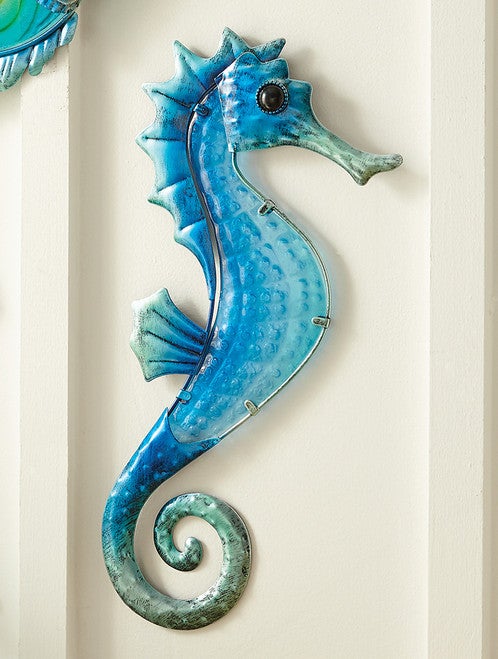 Blue Shimmer Seahorse Wall Art