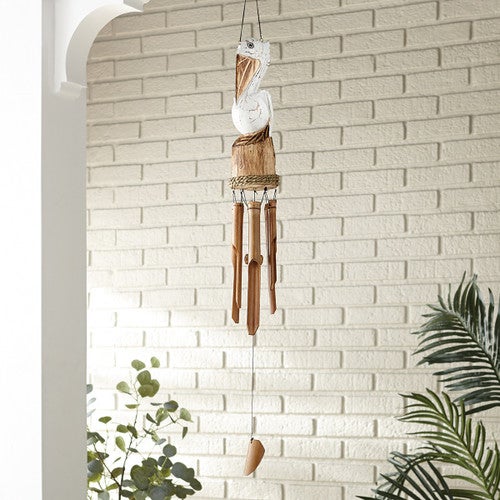 Wooden Pelican Bamboo Windchime