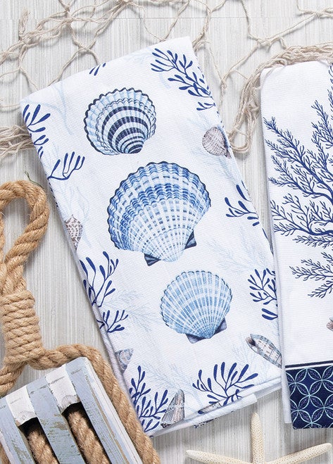 Indigo Scallops Dual Purpose Terry Towel