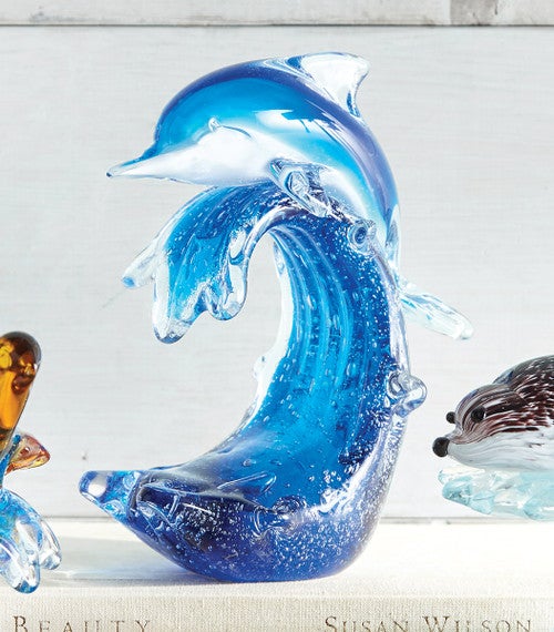 Dolphin Wave Rider Glass Sculpture