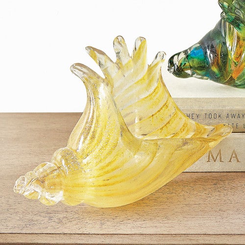 Golden Conch Shell Glass Sculpture