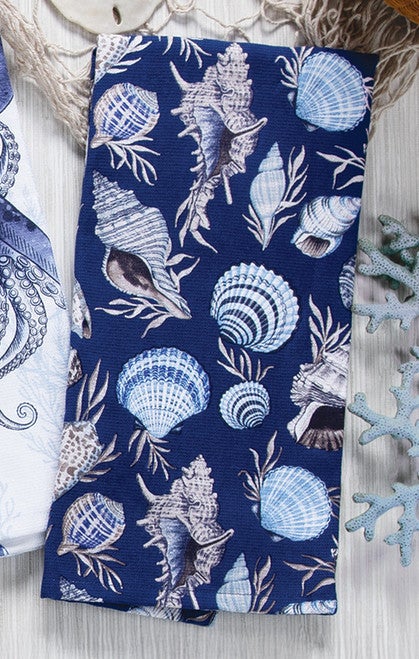Indigo Shells Dual Purpose Terry Towel
