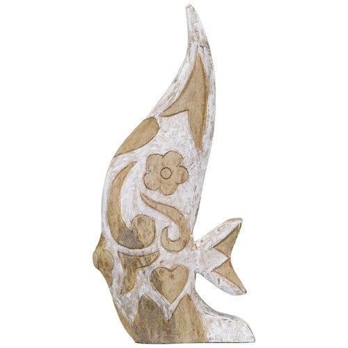 Carved Wood Koi Sculpture