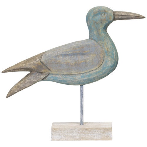 Carved Wood Crane Sculpture