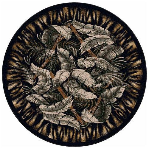 Tropical Bounty Black & Sage Rug - 8 Ft. Round