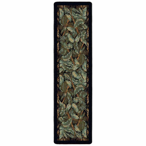 Tropical Bounty Black & Green Rug - 2 x 8