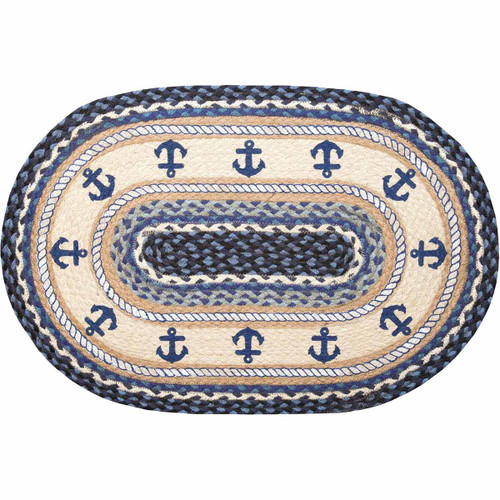 Blue Anchors Braided Rug - 2 x 3