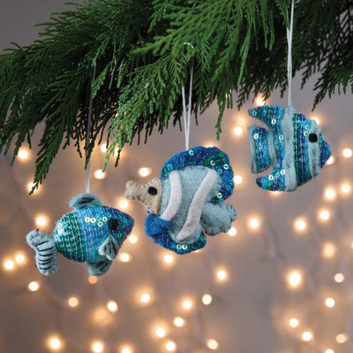 Ocean Fish Felt Ornaments - Set of 3
