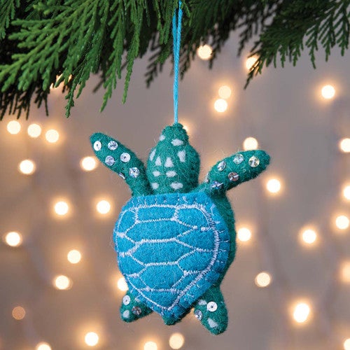 Oceanic Turtle Felt Ornaments - Set of 4