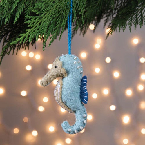 Oceanic Seahorse Felt Ornaments - Set of 4