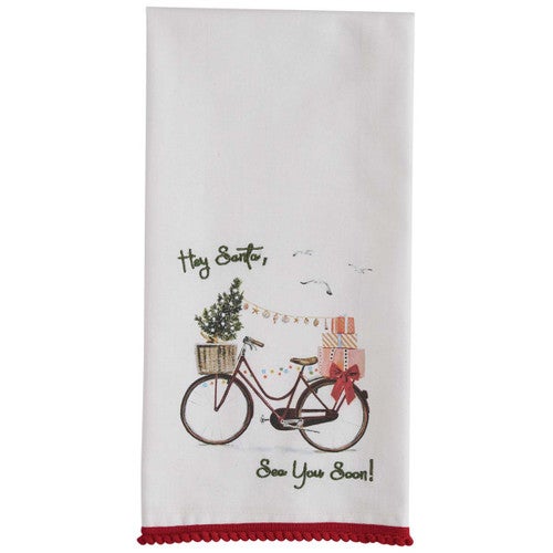 Santa's Bike Dishtowels - Set of 4