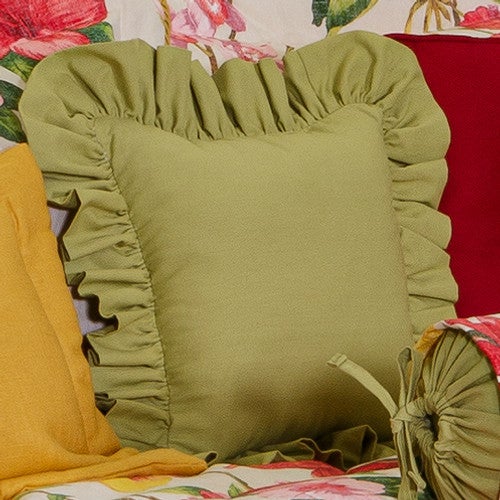 Maui Bliss Ruffled Green Square Pillow