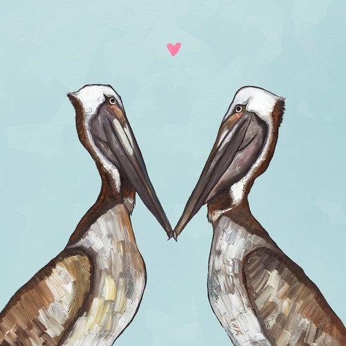 Pecking Pelicans Canvas Art