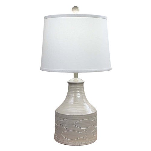Etched Fish Table Lamp - Coral