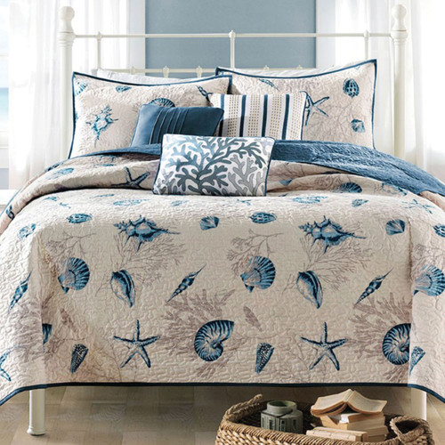 Blue Beach 5 Piece Coverlet Quilt Bed Set - Twin/Twin XL - OVERSTOCK