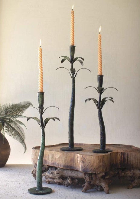 Hula Palms Iron Candle Holders - Set of 3