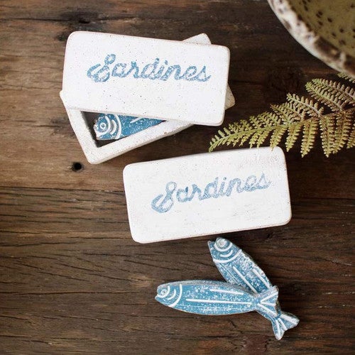 Sardine Box Clay Sculpture with Sardines