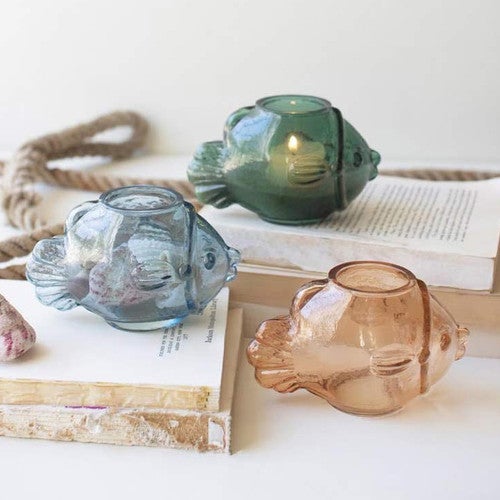 Seven Seas Glass Fish Candle Holders (3pc)