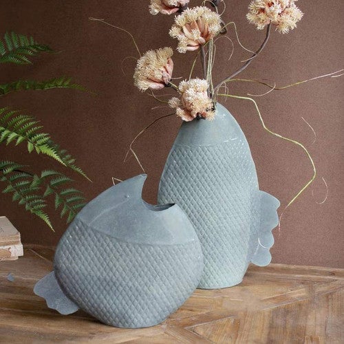 Adriatic Painted Metal Fish Vases - Set of 2