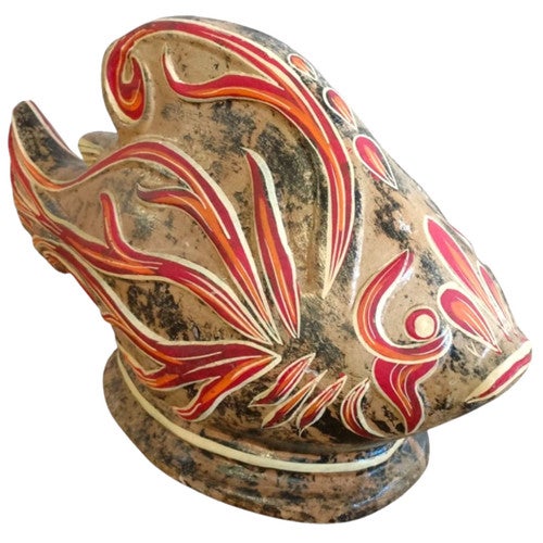 Cretan Seas Clay Fish Sculpture - Red