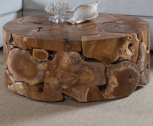 Natural Form Teak Round Cocktail Table